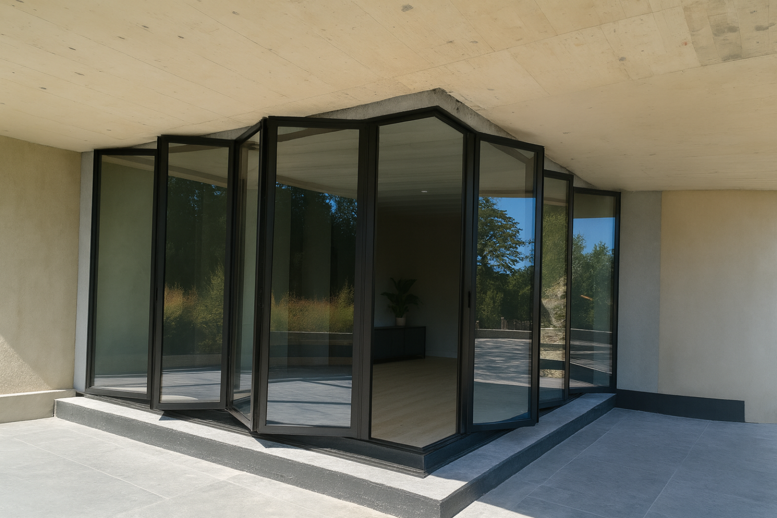 Baie coulissante d'angle sans poteau à Uzès dans le Gard (30)