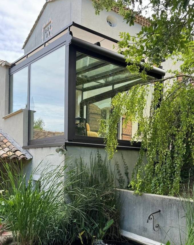 Extension d'habitation avec véranda en aluminium haut de gamme à Lamanon proche d'Eyguières (13)