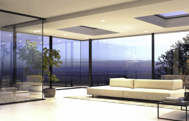 Baie vitrée coulissante minimaliste grande largeur en aluminium pour fermeture de maison ouvéranda proche d'Avignon (Vedène)